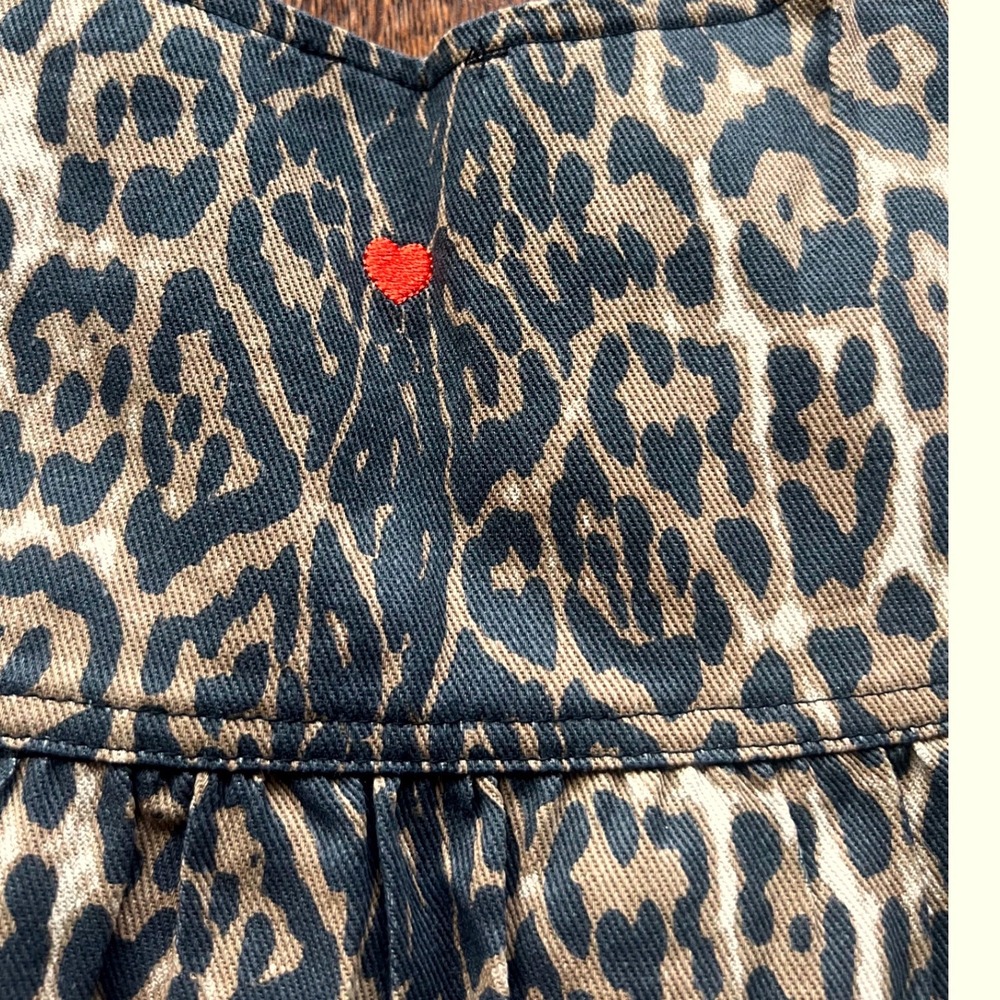 Gigio USA Tiered Leopard Print Babydoll Puff Sleeve Tie Front Top V-neck Small - Picture 6 of 8